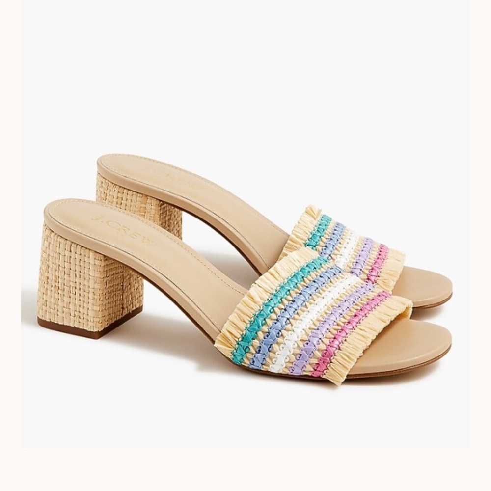 J Crew Rainbow Mule Heel Sz 7 8 Woven